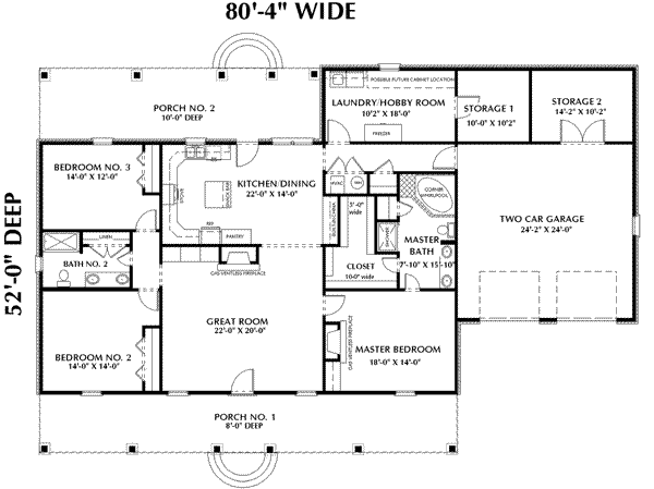 House Blueprint - Southern Floor Plan - Main Floor Plan #44-142