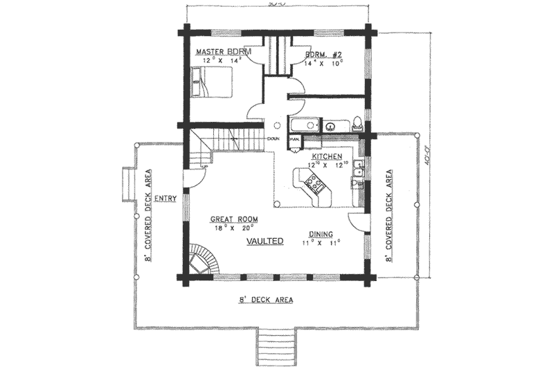 Architectural House Design - Floor Plan - Main Floor for Log House Plan #117-110 - 4 bed, 2 bath