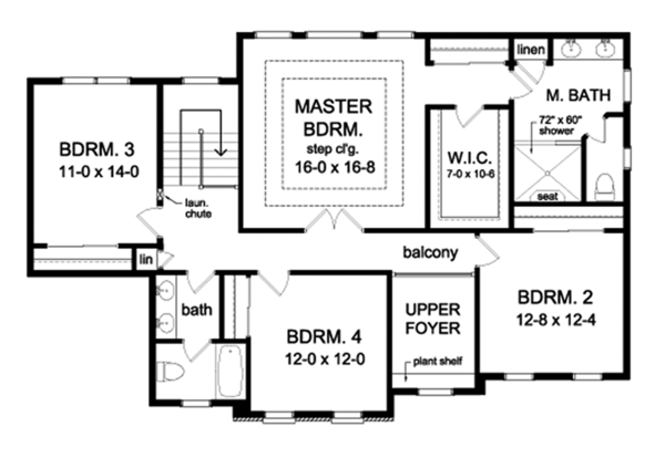 House Design - Colonial Floor Plan - Upper Floor Plan #1010-167
