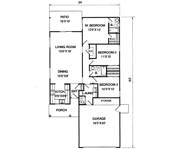 Ranch Floor Plan - Main Floor Plan #116-204
