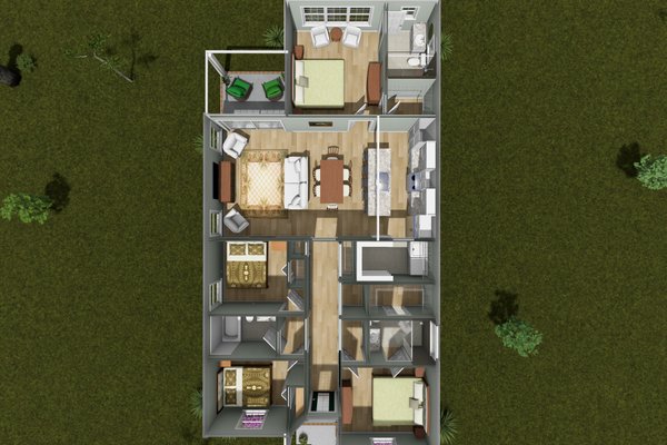 Architectural House Design - Floor Plan - Main Floor 1 for Cottage House Plan #513-2465 - 4 bed, 3 bath
