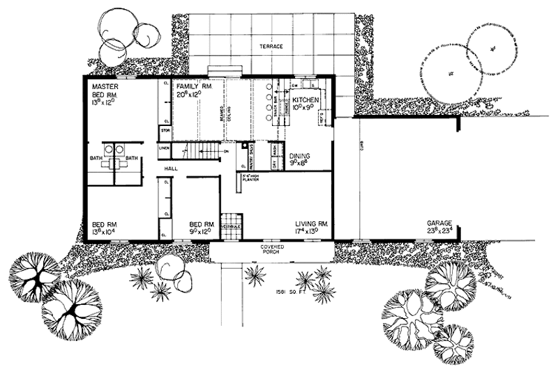 Home Plan - Floor Plan - Main Floor for Ranch House Plan #72-738 - 3 bed, 2 bath
