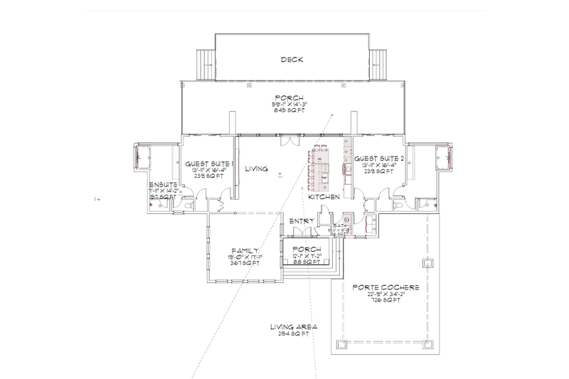 House Plan Design - Floor Plan - Main Floor for Farmhouse House Plan #1109-17 - 2 bed, 2.5 bath