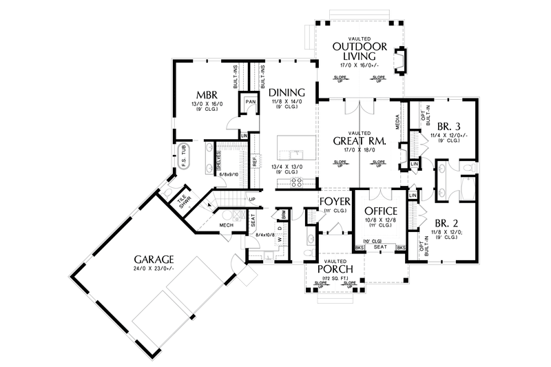 Dream House Plan - Floor Plan - Main Floor for Ranch House Plan #48-1073 - 3 bed, 2.5 bath