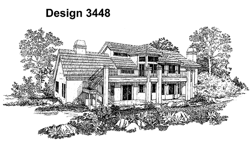 Home Plan - Exterior - Rear Elevation for Mediterranean House Plan #72-933 - 5 bed, 3.5 bath