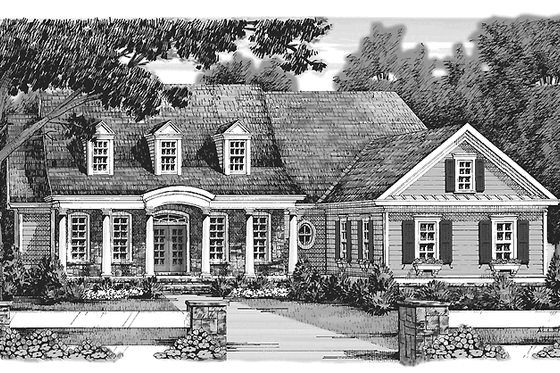 Exterior - Front Elevation 3 for Classical House Plan #927-910 - 3 bed, 2.5 bath