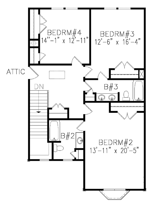 Dream House Plan - Traditional Floor Plan - Upper Floor Plan #54-315