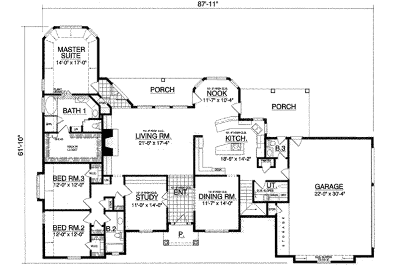 Home Plan - Floor Plan - Main Floor for Mediterranean House Plan #40-367 - 3 bed, 2.5 bath