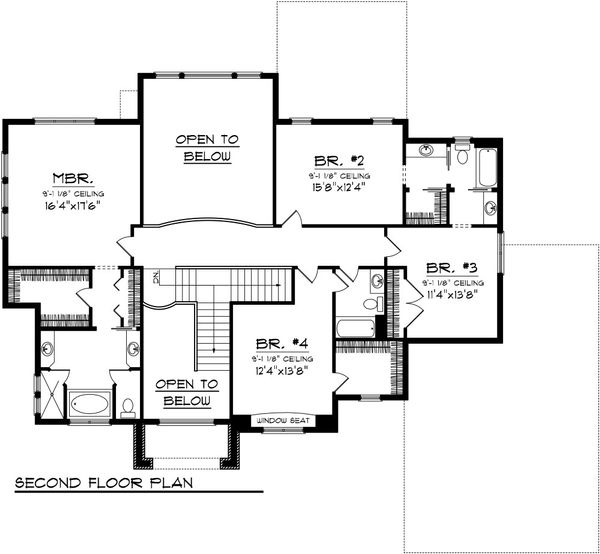 European Floor Plan - Upper Floor Plan #70-1090