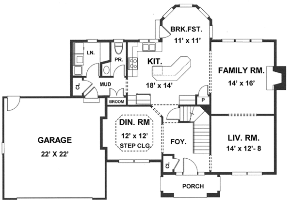 Dream House Plan - Traditional Floor Plan - Main Floor Plan #1001-99
