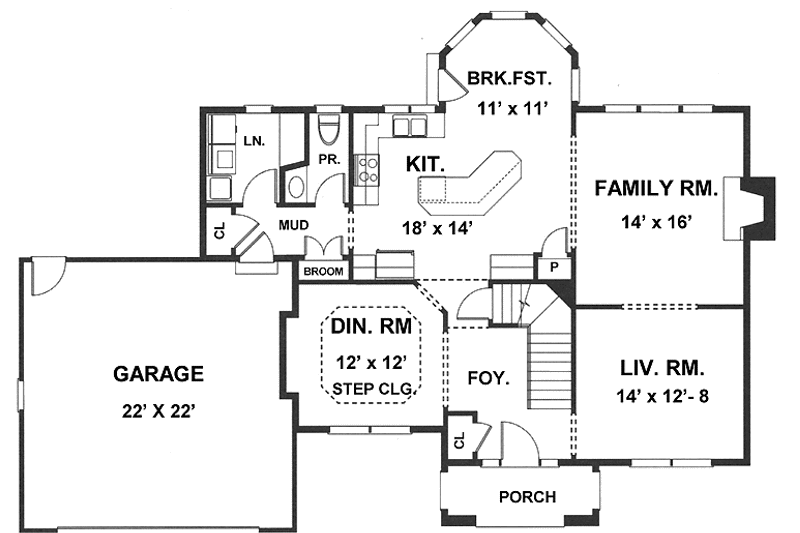 House Plan Design - Floor Plan - Main Floor for Traditional House Plan #1001-99 - 4 bed, 2.5 bath