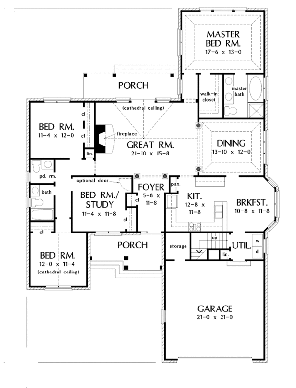 House Design - Ranch Floor Plan - Main Floor Plan #929-508