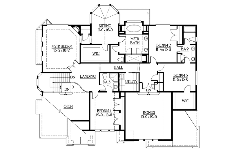 Home Plan - Floor Plan - Upper Floor for Craftsman House Plan #132-500 - 4 bed, 4 bath