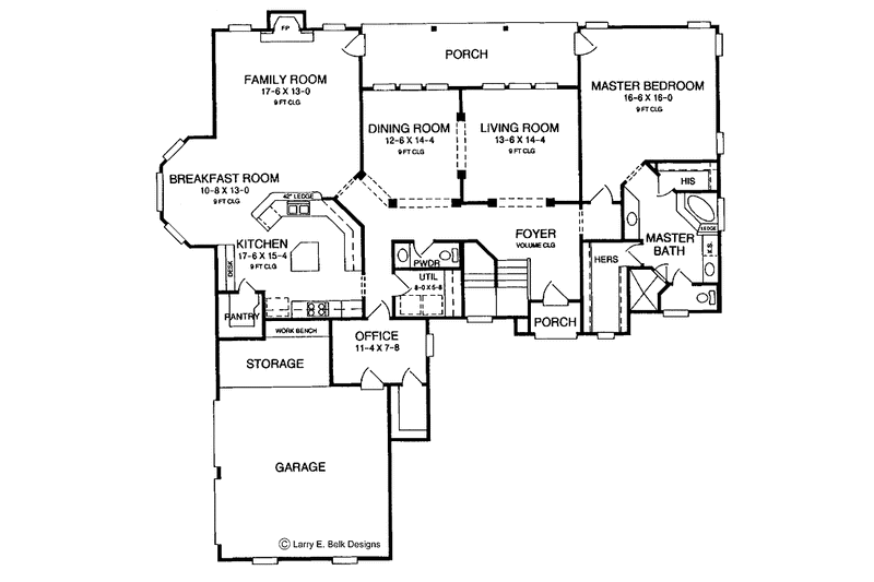 Home Plan - Floor Plan - Main Floor for European House Plan #952-120 - 4 bed, 2.5 bath