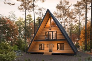 Cabin Exterior - Front Elevation Plan #1114-7