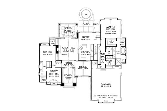 Floor Plan - Main Floor for European House Plan #929-956 - 3 bed, 2.5 bath