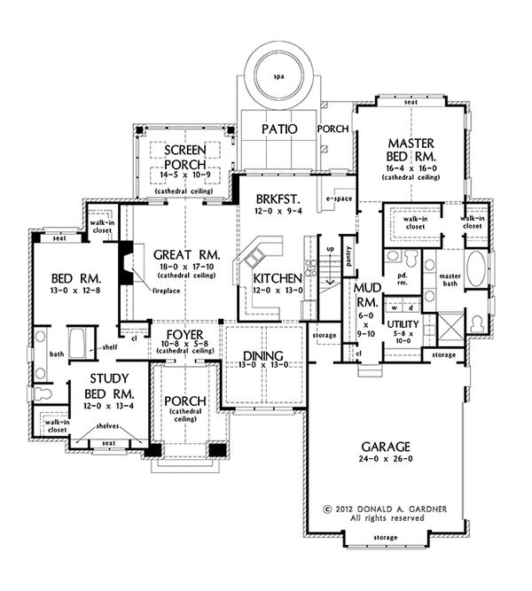 House Blueprint - European Floor Plan - Main Floor Plan #929-956