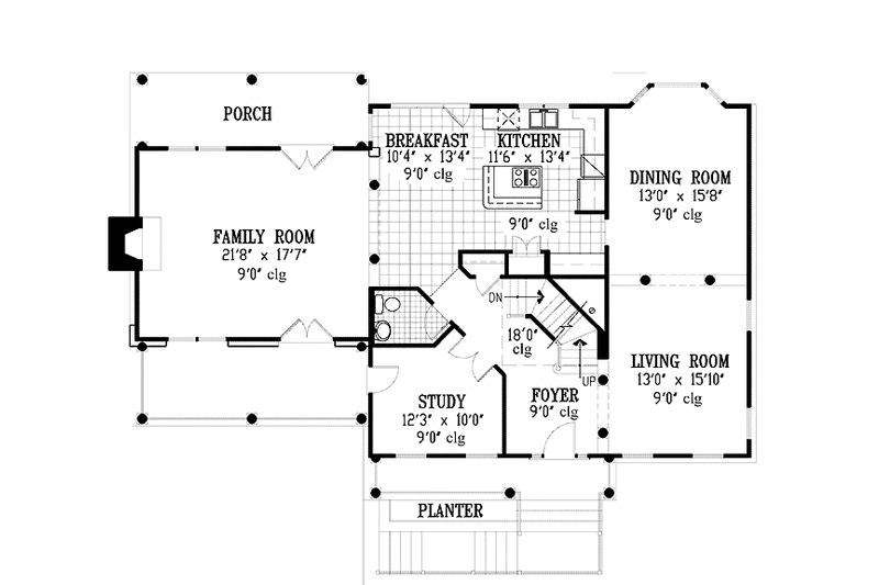 Home Plan - Floor Plan - Main Floor for Country House Plan #953-30 - 5 bed, 3.5 bath
