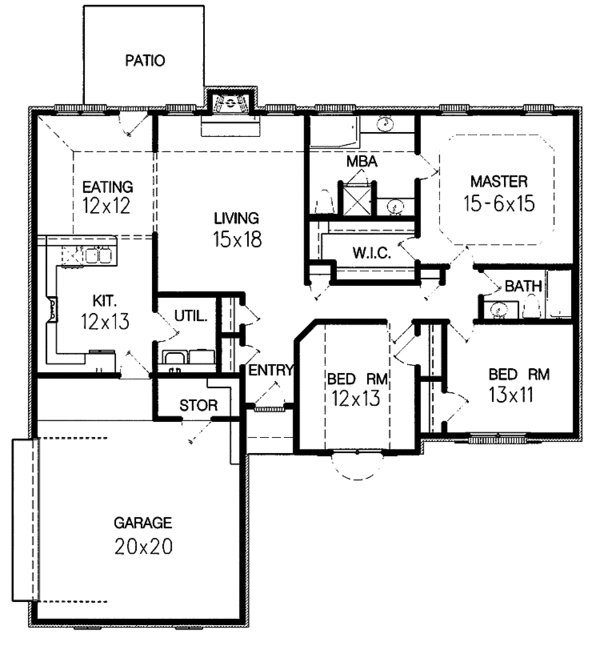 Architectural House Design - Ranch Floor Plan - Main Floor Plan #15-370
