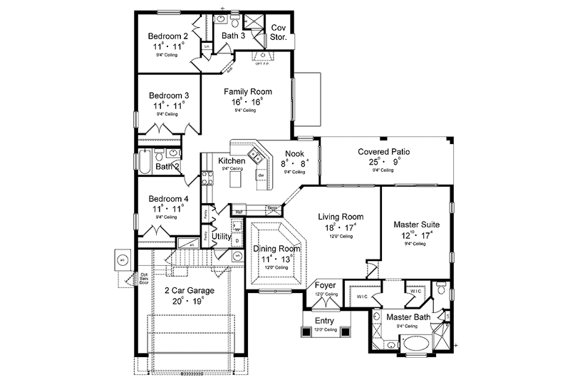 Home Plan - Floor Plan - Main Floor for Contemporary House Plan #1015-9 - 4 bed, 3 bath