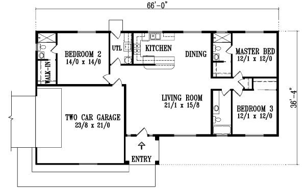 Adobe / Southwestern Floor Plan - Main Floor Plan #1-1290