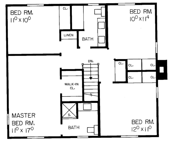 Architectural House Design - Country Floor Plan - Upper Floor Plan #72-500