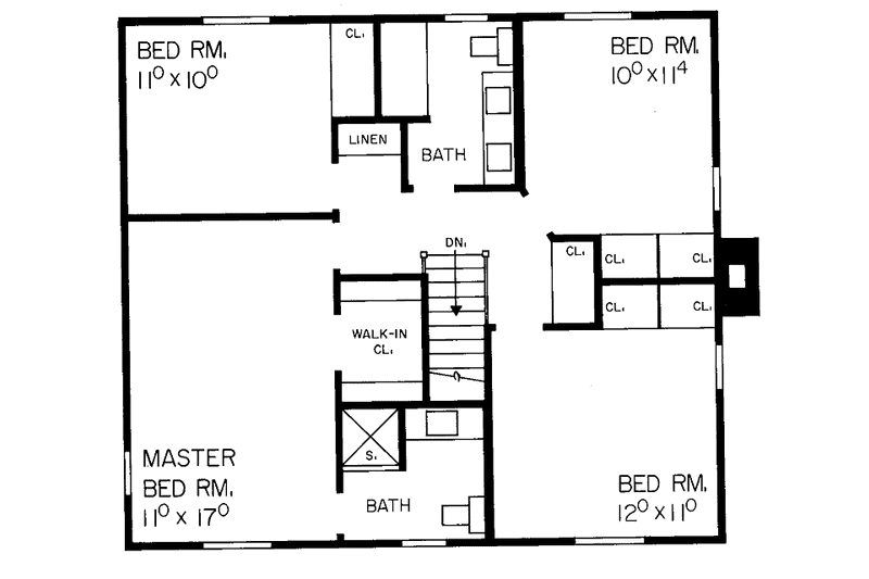 Dream House Plan - Floor Plan - Upper Floor for Country House Plan #72-500 - 4 bed, 2.5 bath