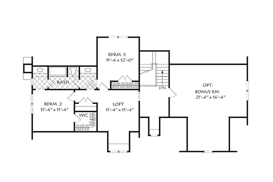 Floor Plan - Upper Floor for European House Plan #927-974 - 4 bed, 3 bath