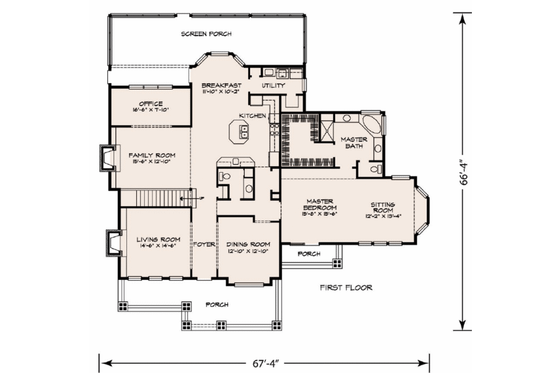 Floor Plan - Main Floor for Bungalow House Plan #140-140 - 3 bed, 2.5 bath