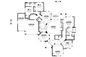 Floor Plan - Main Floor for Mediterranean House Plan #48-295 - 3 bed, 2.5 bath