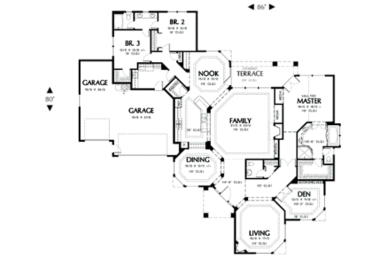 Floor Plan - Main Floor for Mediterranean House Plan #48-295 - 3 bed, 2.5 bath