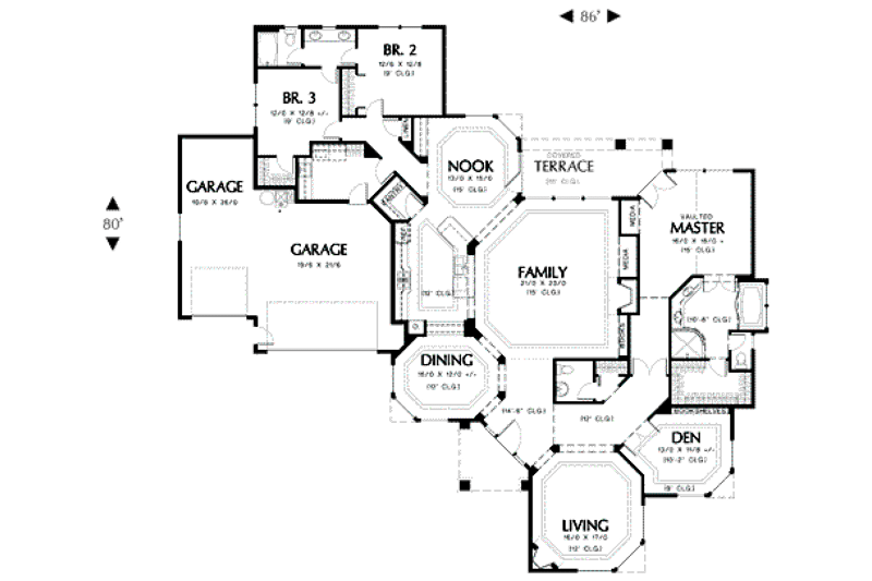 Home Plan - Floor Plan - Main Floor for Mediterranean House Plan #48-295 - 3 bed, 2.5 bath