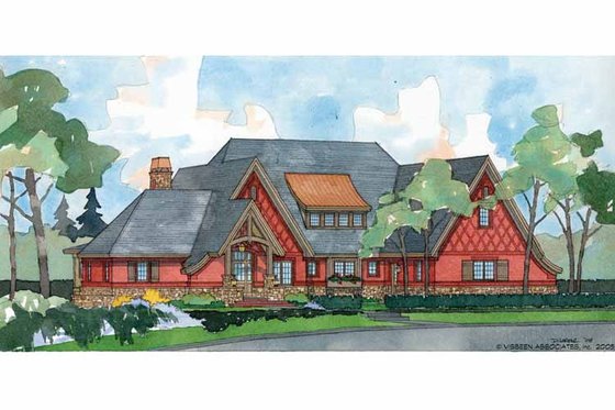 Exterior - Front Elevation 3 for European House Plan #928-28 - 4 bed, 4.5 bath