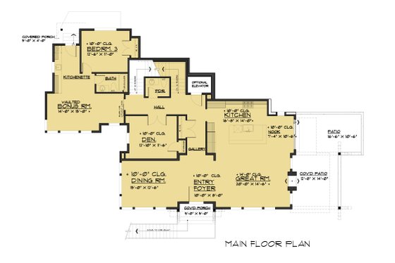 Floor Plan - Main Floor for Modern House Plan #1066-43 - 3 bed, 2 bath