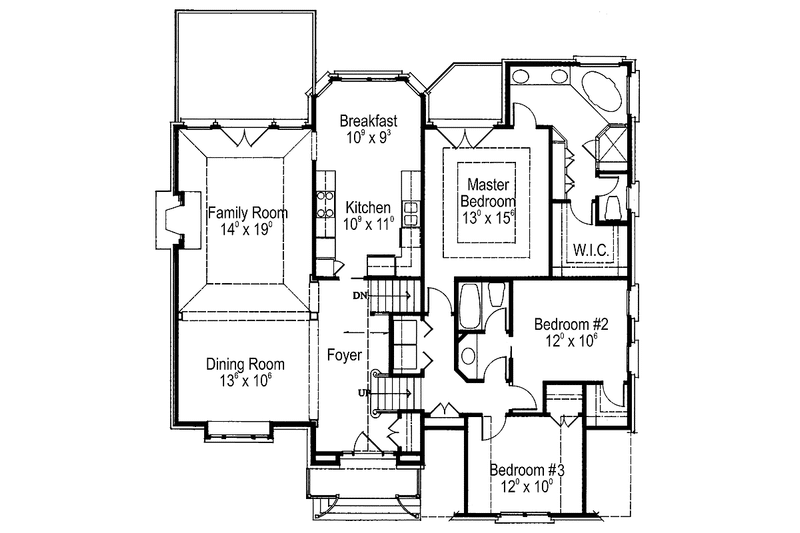 Home Plan - Floor Plan - Main Floor for European House Plan #429-132 - 3 bed, 2 bath