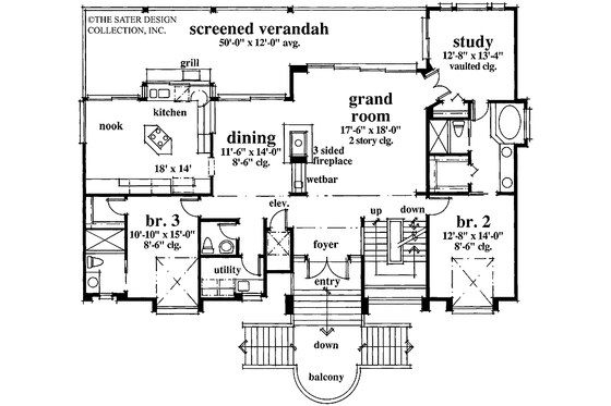 Floor Plan - Main Floor for Country House Plan #930-33 - 3 bed, 3.5 bath