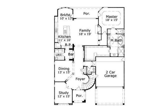 Floor Plan - Main Floor for European House Plan #411-576 - 4 bed, 4.5 bath