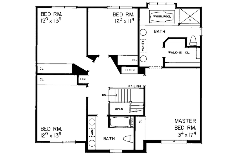 Home Plan - Floor Plan - Upper Floor for Traditional House Plan #72-875 - 4 bed, 2.5 bath