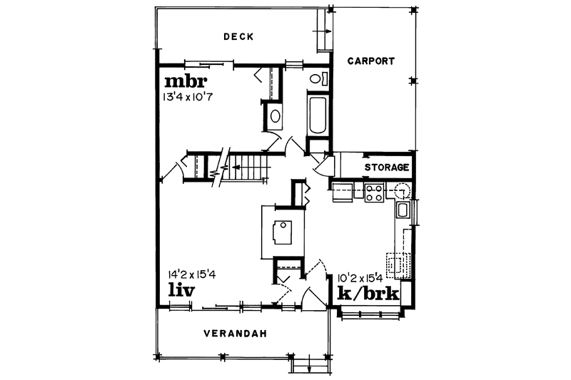 House Design - Floor Plan - Main Floor for Country House Plan #47-917 - 3 bed, 1 bath