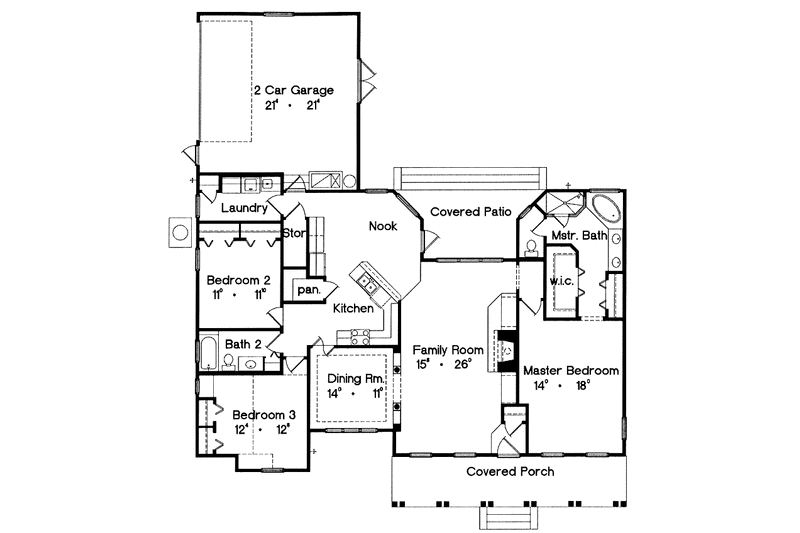 Home Plan - Floor Plan - Main Floor for Country House Plan #417-642 - 3 bed, 2 bath
