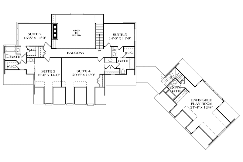 Home Plan - Floor Plan - Upper Floor for Country House Plan #453-259 - 5 bed, 4 bath