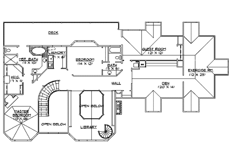 Architectural House Design - Floor Plan - Upper Floor for Victorian House Plan #5-228 - 5 bed, 3.5 bath