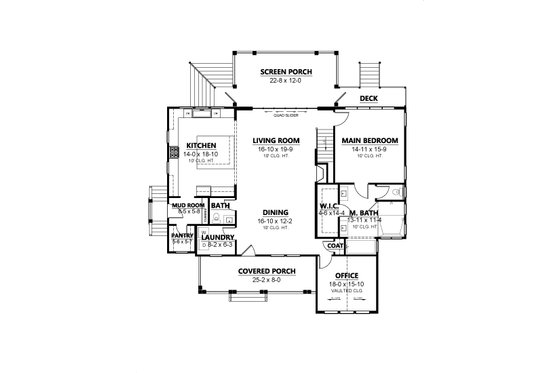 Floor Plan - Main Floor for Country House Plan #1080-13 - 3 bed, 2.5 bath
