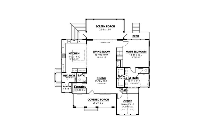 Dream House Plan - Floor Plan - Main Floor for Country House Plan #1080-13 - 3 bed, 2.5 bath
