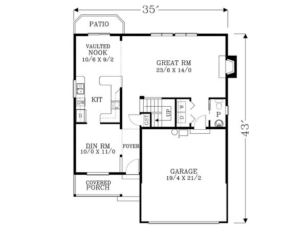Craftsman Floor Plan - Main Floor Plan #53-550