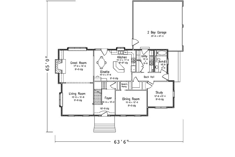 Dream House Plan - Floor Plan - Main Floor for Colonial House Plan #994-13 - 4 bed, 3 bath