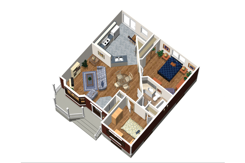 Architectural House Design - Floor Plan - Main Floor 1 for Country House Plan #25-4430 - 2 bed, 1 bath