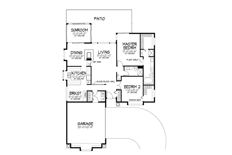 Dream House Plan - Floor Plan - Main Floor for Mediterranean House Plan #320-743 - 1 bed, 2 bath