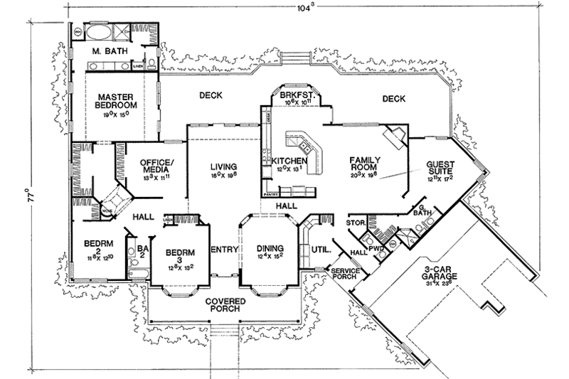 Dream House Plan - Floor Plan - Main Floor for Country House Plan #472-325 - 4 bed, 3.5 bath