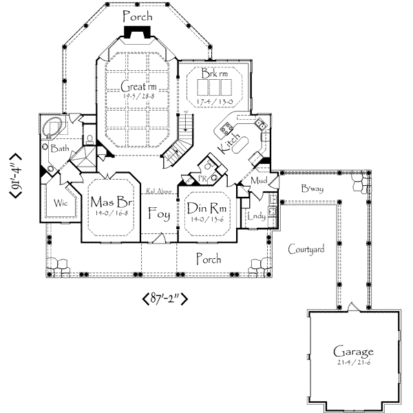 Southern Floor Plan - Main Floor Plan #71-121